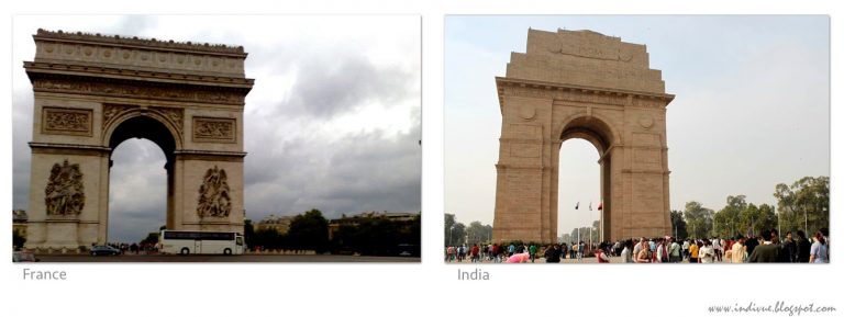Monumentit Ranskassa ja Intiassa: Riemukaari ja Indiagate