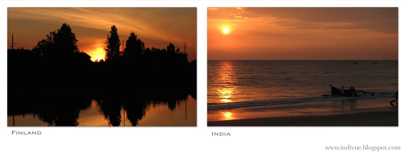 Auringonlasku Intiassa ja Suomessa