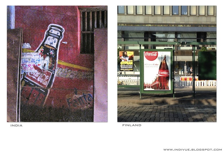 Coca-Cola-mainos Suomessa ja Intiassa 