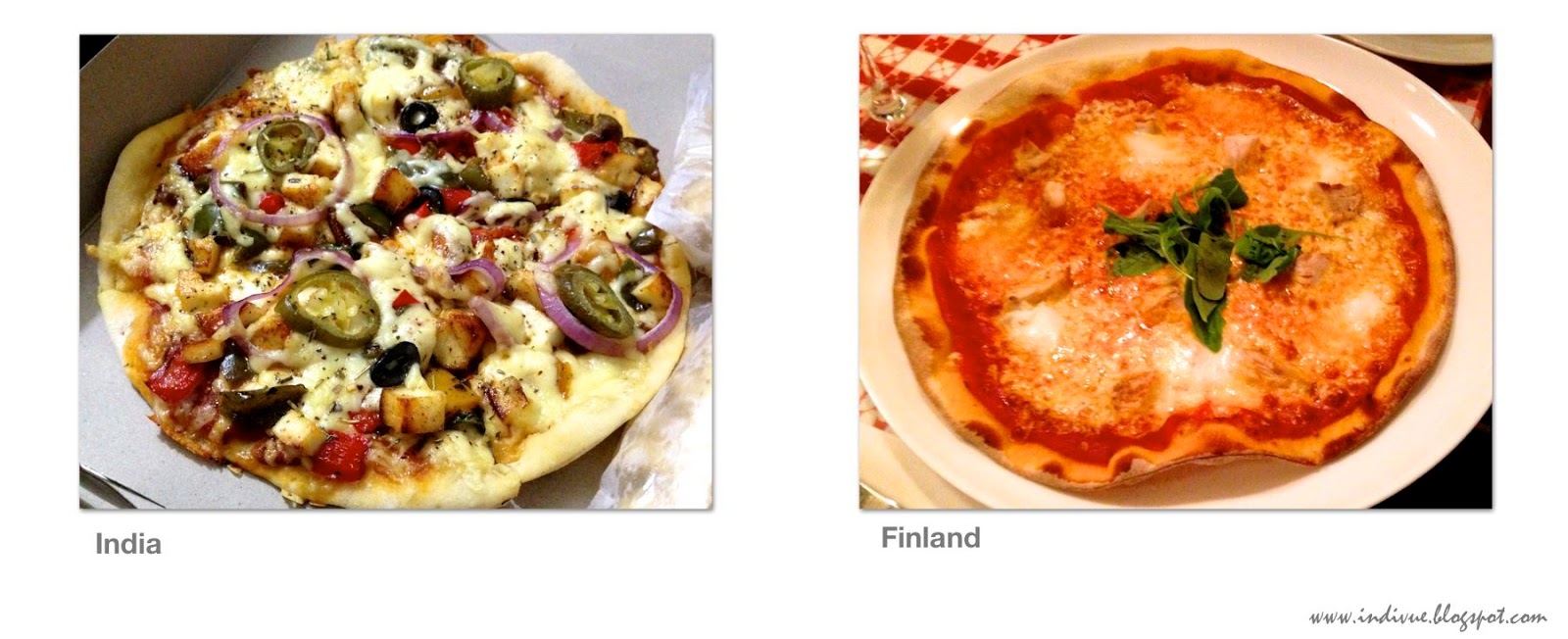 Intialainen pizza ja suomalainen pizza