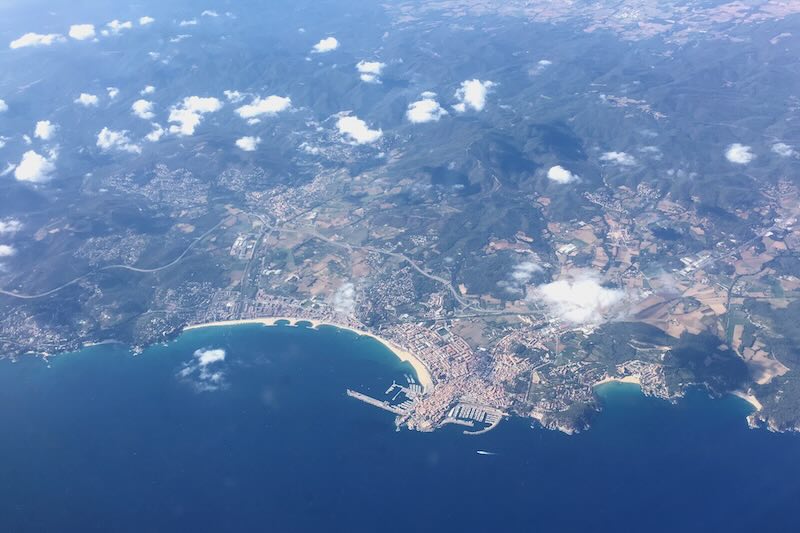 Näkymä lento lentokoneesta alas Espanjaan